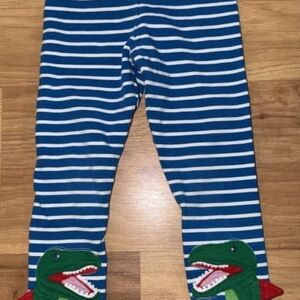 Mini Boden Blue Striped Dinosaur Leggings